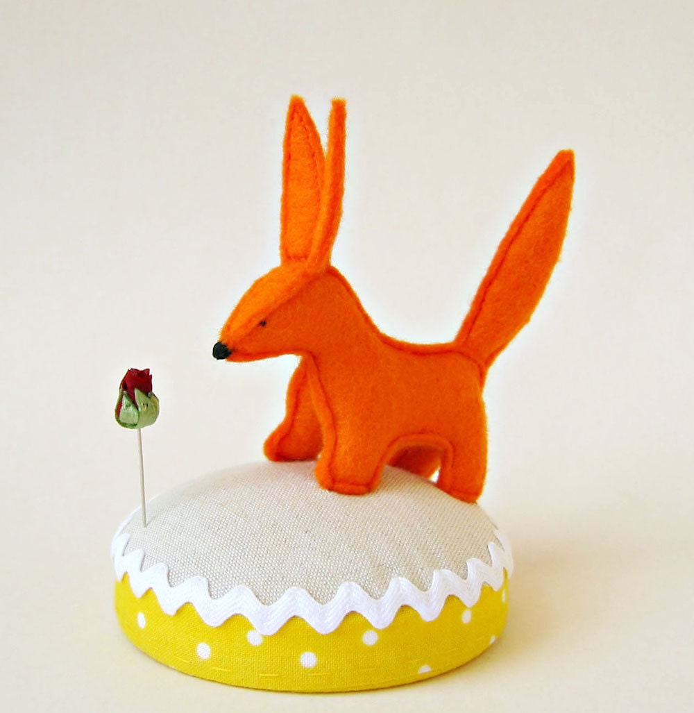 Rose and Fox Pincushion