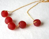 Poppy Red recycled glass necklace, vintage chain, eco friendly fashion