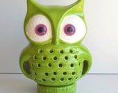 Ceramic Owl TV Lamp Vintage Design Chartreuse Green