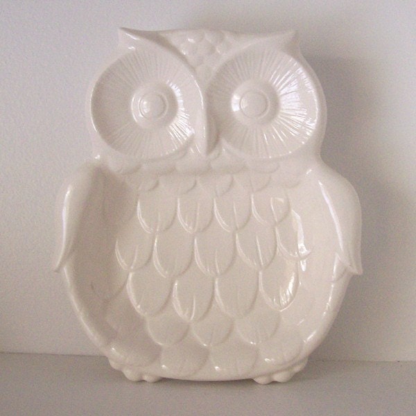 Forest Owl Spoon Rest Tray In White