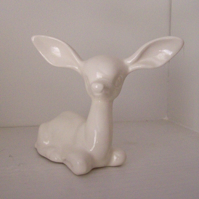 Ceramic Deer Figurine Vintage Design White