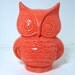 Ceramic Owl Bank Vintage Design In Papaya