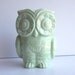 Ceramic Tiki Owl Planter Vintage Design in Celadon