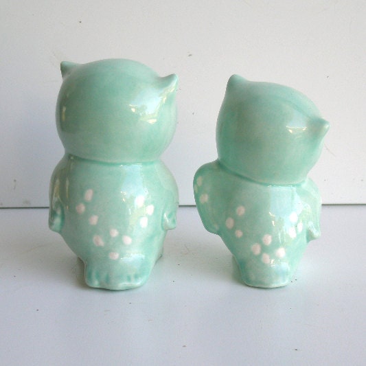 Love Owl Figurines in Aqua Blue