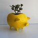 Ceramic Pig Planter Vintage Design in Lemon Yellow