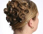 10 Crystal Pearl Hair Snaps - Round Silver Rim Edition -- Made with Swarovski Crystal Pearl Element Rhinestones