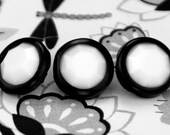 10 Chalkwhite Crystal Hair Snaps - Round Black Rim Edition -- Made with Swarovski Crystal Element Rhinestones