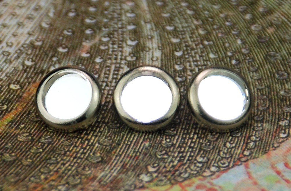 10 Crystal Mirror Hair Snaps - Round Silver Rim Edition -- Made with Swarovski Crystal Mirror Element Rhinestones