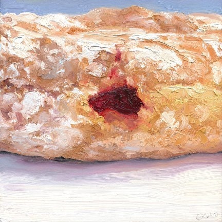 HOLE -donut painting - hi quality archival print of original oil painting of jelly donut hole