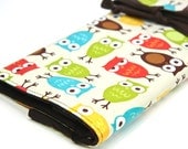 Knitting Needle Case Organizer Large URBAN OWLS 30 brown pockets for all sizes or paint brushes FEATURED in Knit Simple Magazine