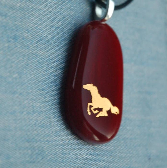 Running Horse Glass Necklace