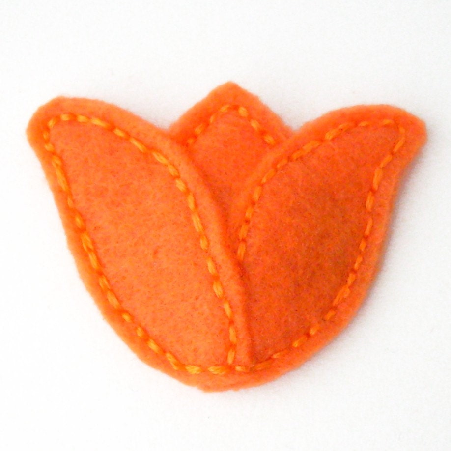orange tulip barrette - hand sewn felt hair clip