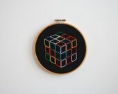 Hand Embroidery Hoop - Rubik's Rainbow