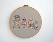 Hand Embroidery Hoop - Matryoshka Maidens - SALE