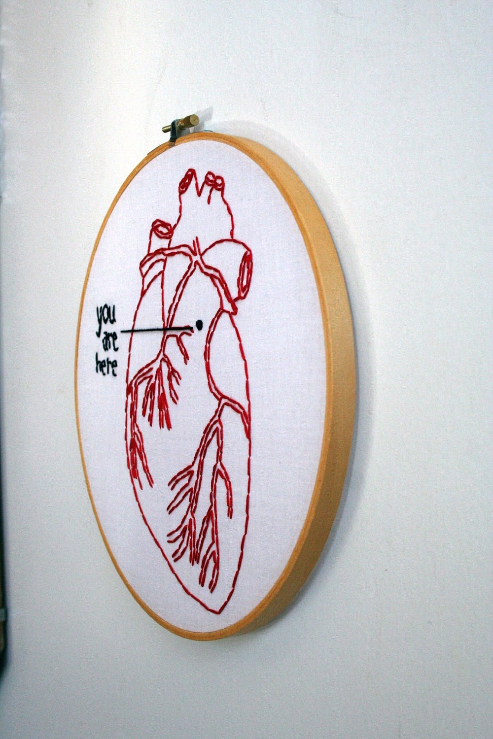 Hand Embroidery Hoop - you are here (in my heart)