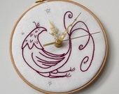 Paradise Bird Hand Embroidered Wall Clock