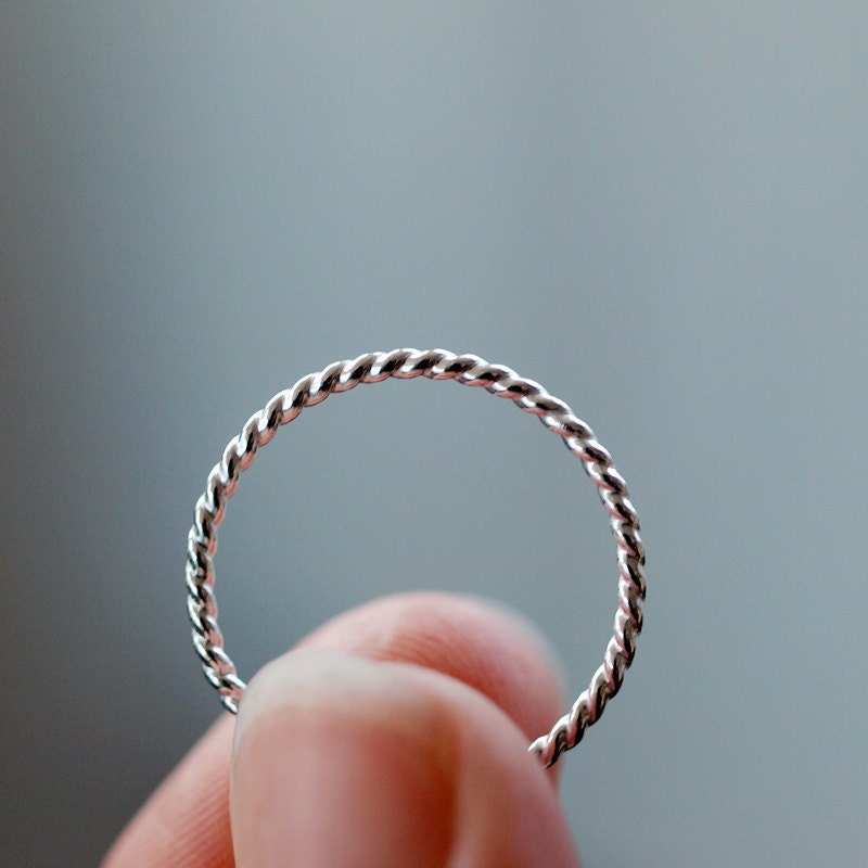 Sterling Silver Twist Ring Stacking Jewelry Modern Elegant Simple Single Band