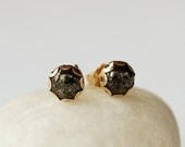 Pyrite Fool's Gold Studs Earrings Scalloped Gold Filled Post Handmade Gemstone Jewelry