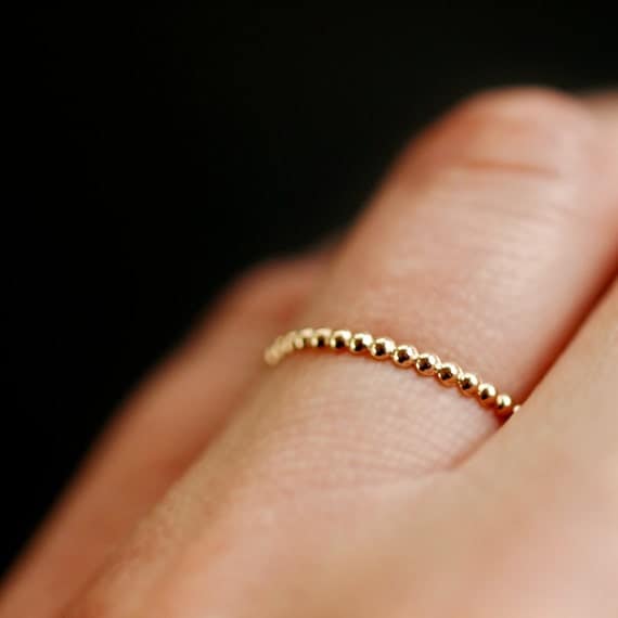 14k Gold Dotted Stacking Ring Band