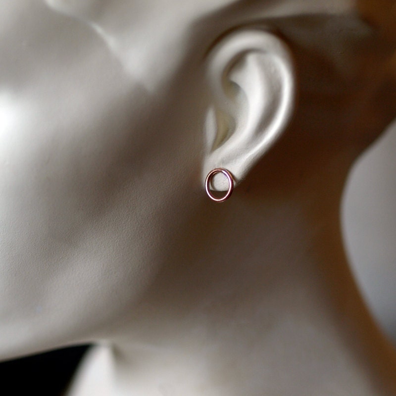 Copper Open Circle Earrings Modern Metal Handmade Jewelry