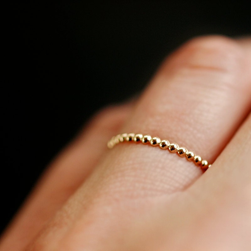 14k Gold Dotted Stacking Ring Band