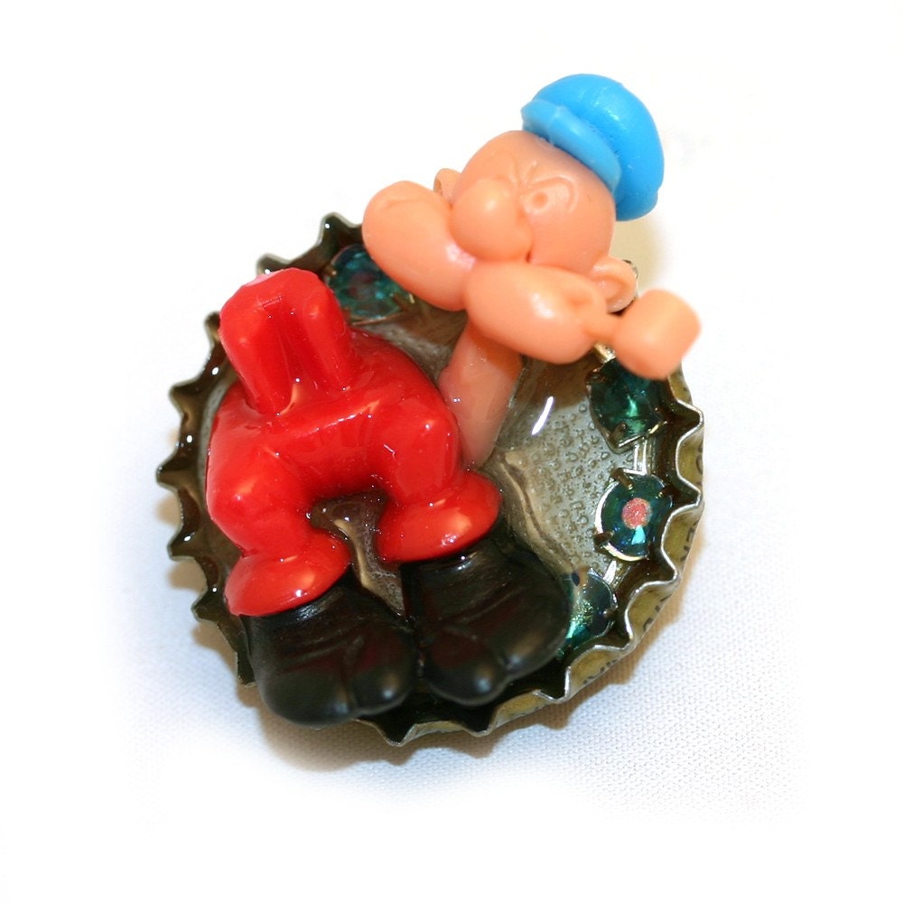 Popeye mini toy collage brooch