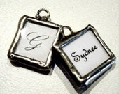 2 x Custom MINI CHARM photo memory soldered glass charms reversible with your 2 pictures or images