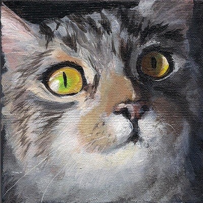 Custom Cat Portrait  3.5" x 5" with mat, fits in 5 x 7 frame