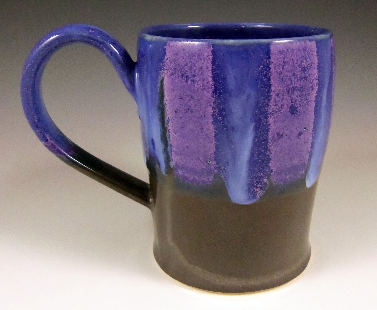 Purple and Gray Striped Mugs