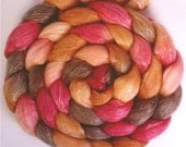 Handpainted Merino/Tencel Roving - 4 oz. PERSIMMON - Spinning Fiber