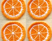 Orange Slice Coasters - Set of 4 - Four Crocheted Fruit Coasters
