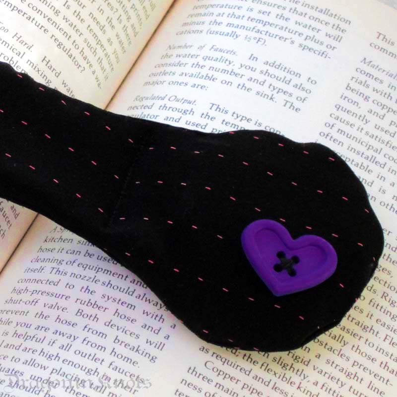 Heart Book Weight - Purple Heart on Pink Black Pinstripe