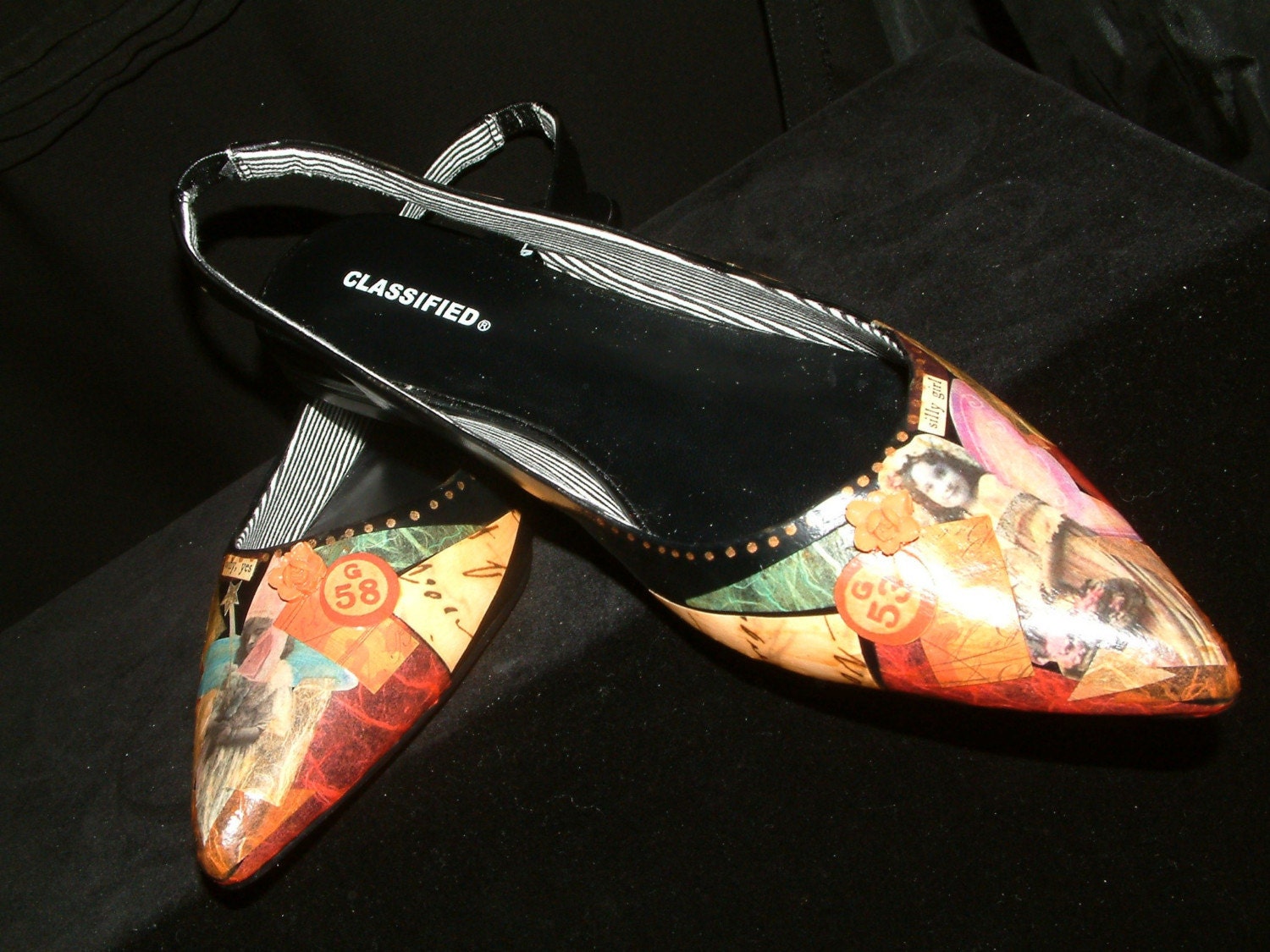 Art to Wear Altered Art Collage Fairy Girl Shoes Size 8M by Tink