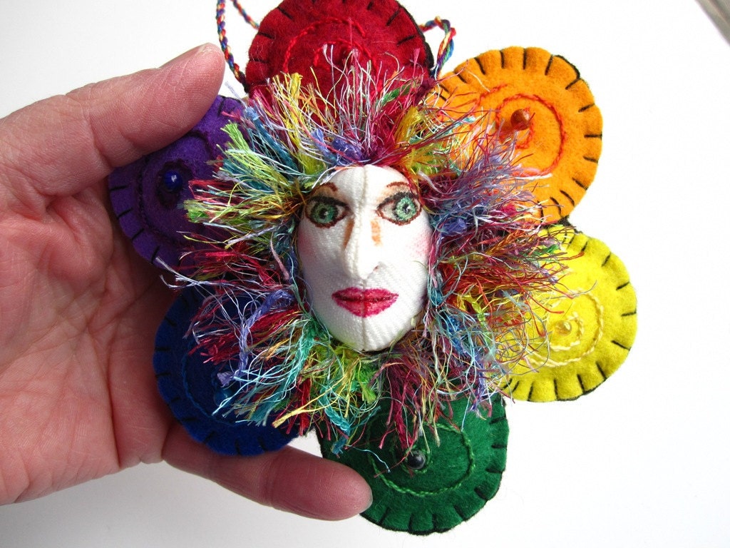 The Circle Game - OOAK Mountain Dolls Ornament, Patchwork Girl Decoration