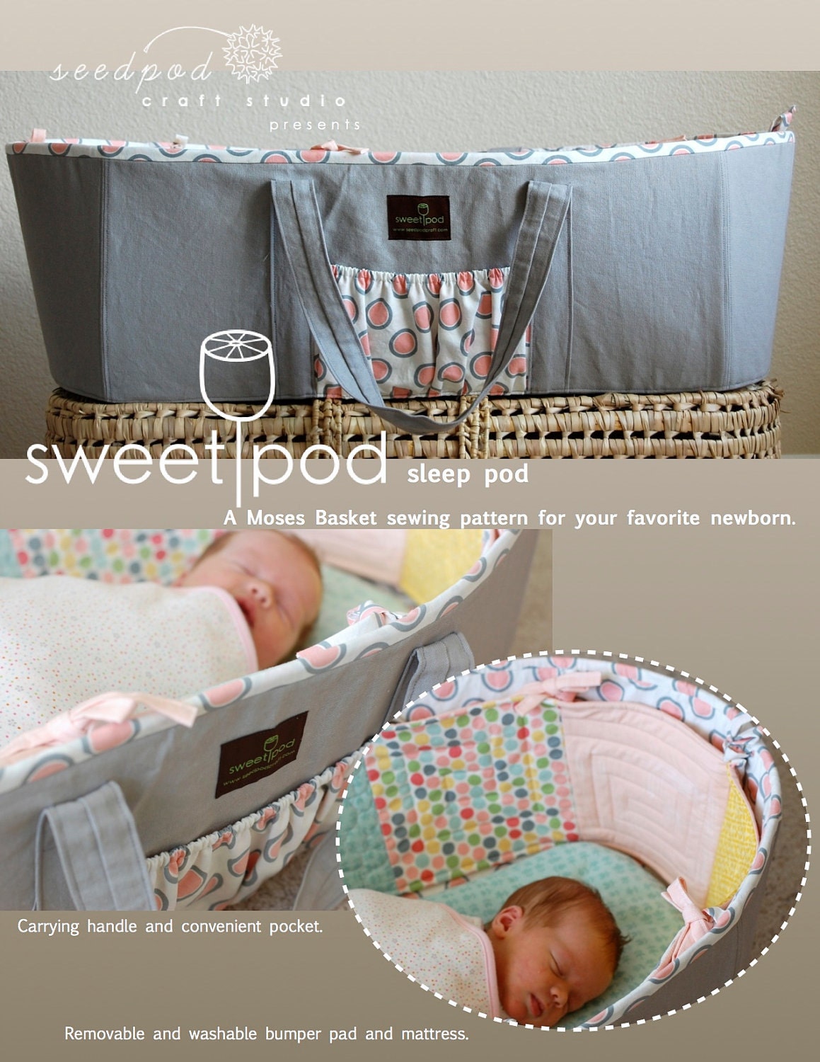 SweetPod sleep pod Moses basket PDF pattern