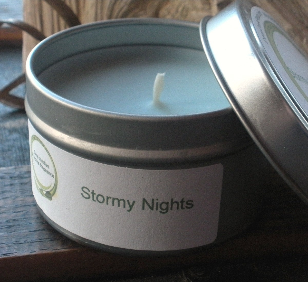 Soy Candle, Heather and Hyacinth Floral Stormy Nights TypeTravel Tin 6 oz
