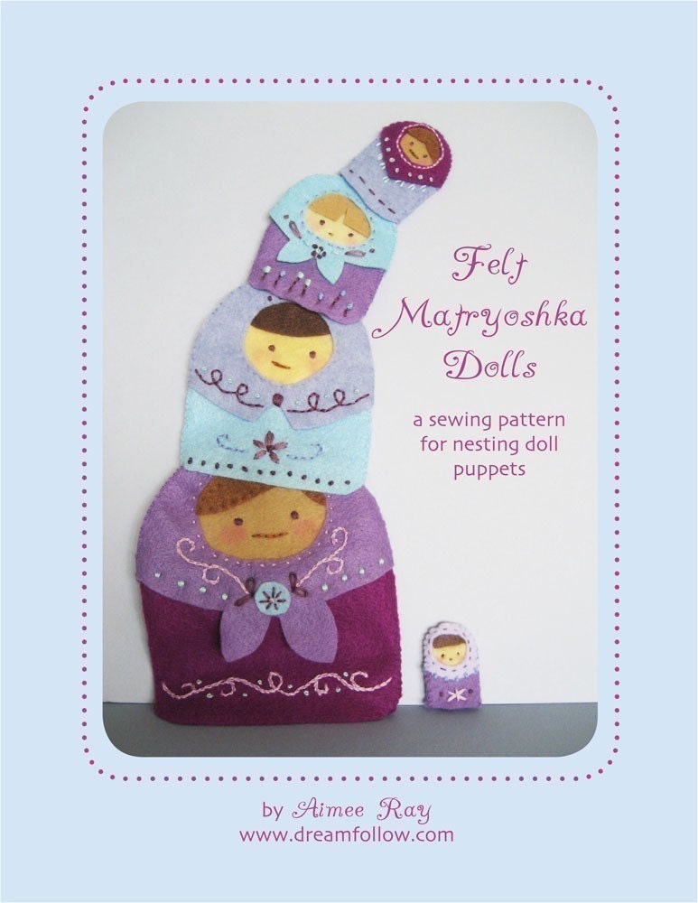 embroidered felt Matryoshka nesting doll PDF pattern