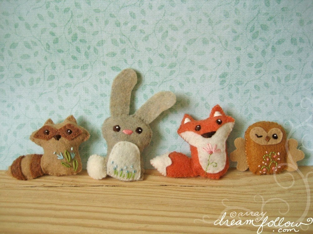 Mini Felt Woodland Creatures plush PDF pattern SET 1