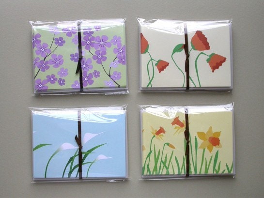Set of 4 Floral Notes - Stationery (4 sets of 10 each)