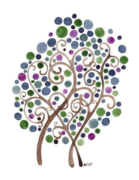 Watercolour Tree Whimsy Print
