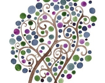 Watercolour Tree Whimsy Print