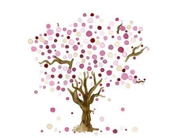 Tree Landscape Cherry Blossoms Watercolor Print Spring Wall Art