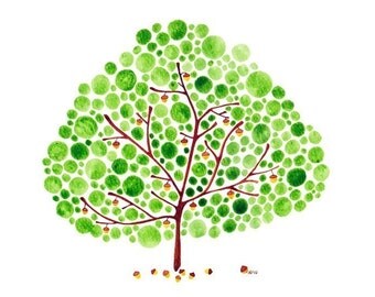 Acorns Watercolor Painting Art Print  Poster Autumn Wall Decor