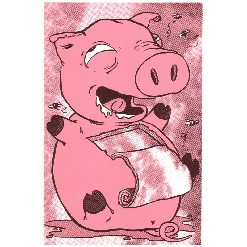 Mmm, Bacon Happy Pig Screenprinted Art Print