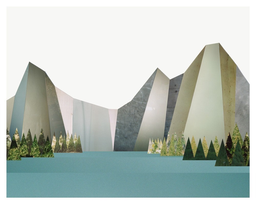 crystal lake, 16x12in collage
