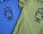 Nervous Robot Screen Printed Adult T Shirt Blue XL