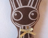 Easter GOLD TOOTH Funny Bunny Screen Printed Plushie