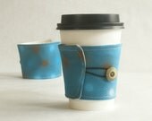 Cup Sleeve Coffee Cozy Teal Burst