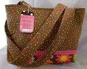Tote Purse Handbag Brown with polka dots