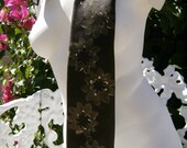 Dark Chocolate and Golden Flowers - Vintage Pierre Cardin Repaint Necktie